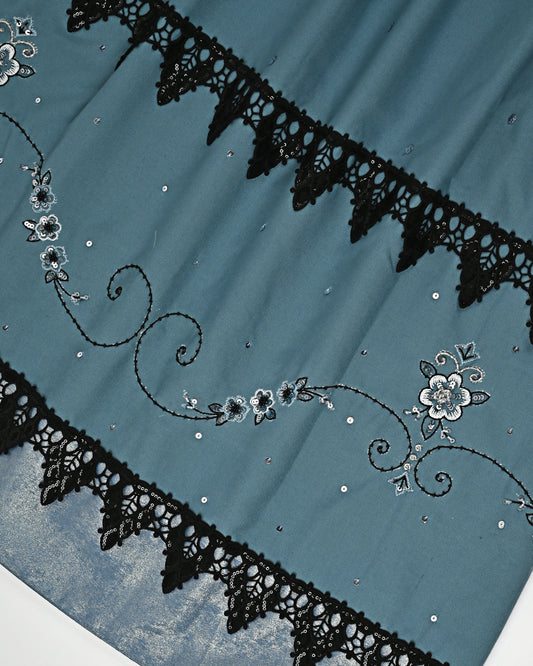 Dusty Teal Blue Rida With Smart Lace & Smart Floral TouchUp