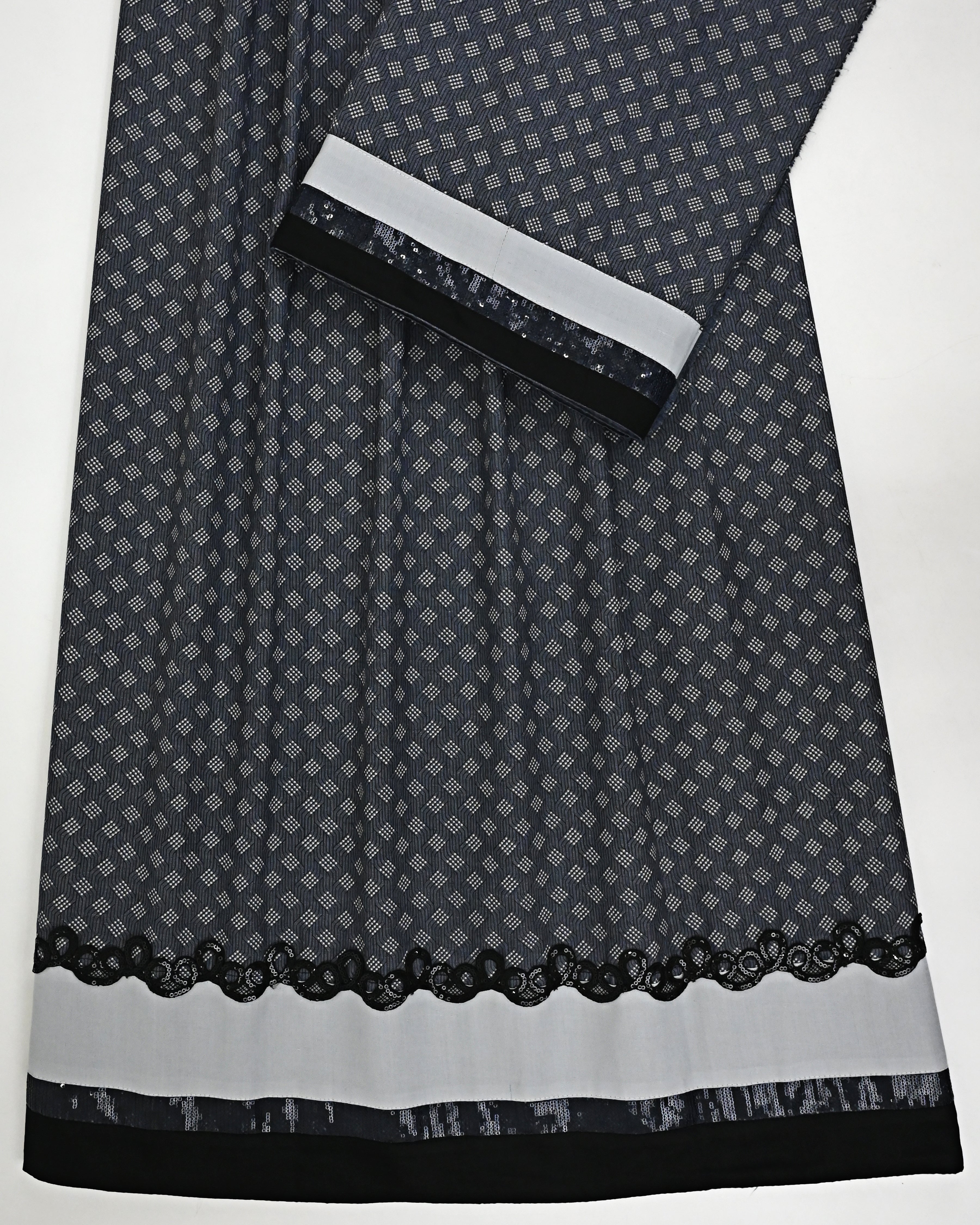 Charcoal Rida With Small White Daimond Design & Smart Panel Lace