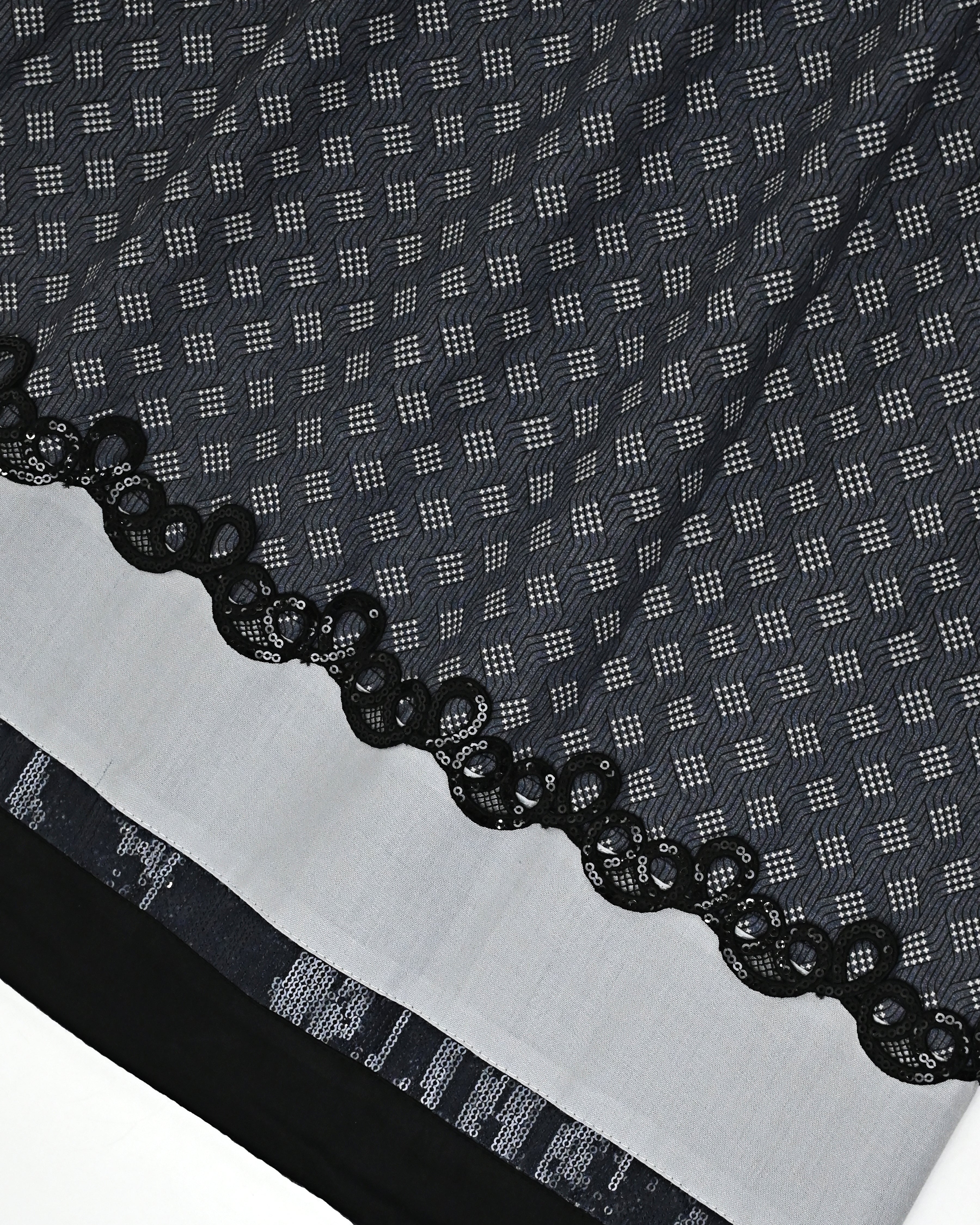 Charcoal Rida With Small White Daimond Design & Smart Panel Lace
