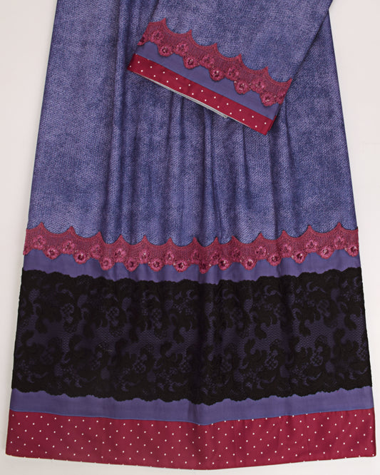 Dark Purple Rida With Smart Black & Falsa Lace