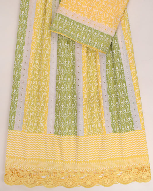 Lemon & Green Imported Rida With Fancy & Smart Pattern