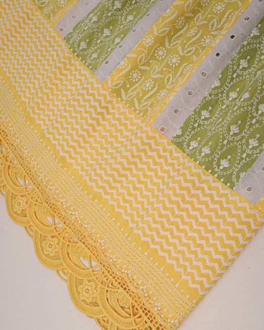 Lemon & Green Imported Rida With Fancy & Smart Pattern