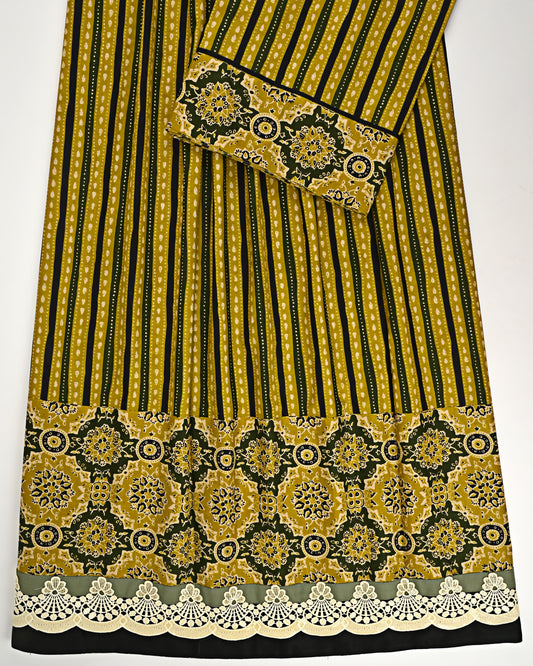 Mustard Yellow Batik Rida With Smart Batik Panel & Smart Lace