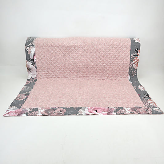 Dark Grey Floral Quilted Sujni Set For His & Her With Matching Pattern