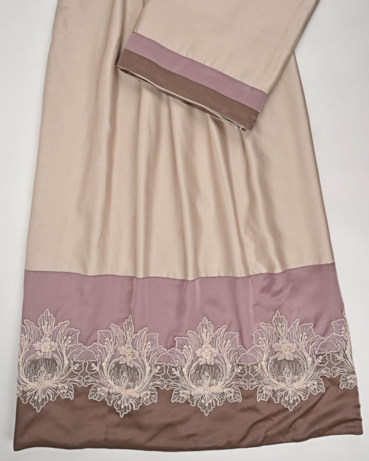 Beige Rida With Smart Floral Lace & Smart Plain Panel