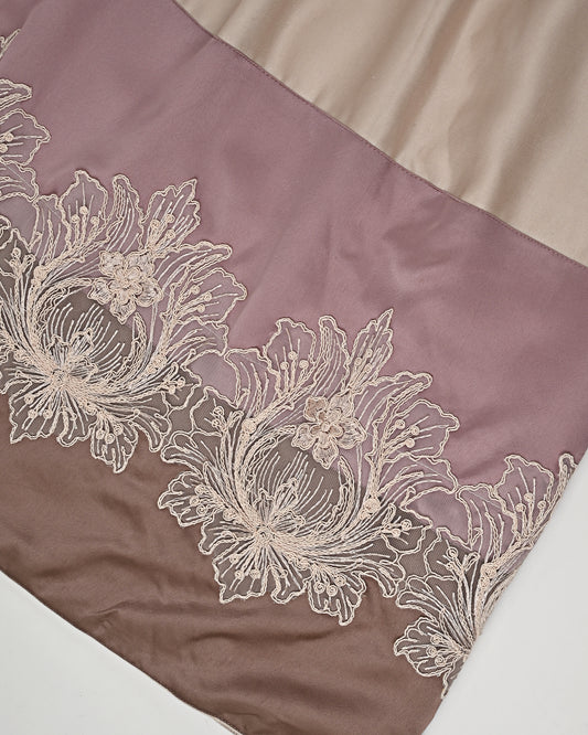 Beige Rida With Smart Floral Lace & Smart Plain Panel