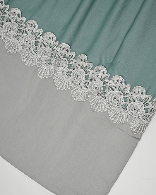 Olive Green Rida With Smart Lace & Plain Grey Panel