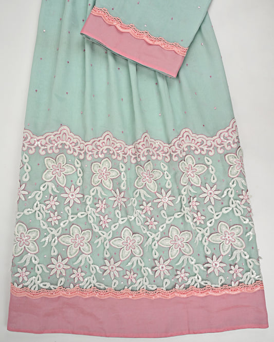 Mint Green Rida All Over Tiki With Smart Floral Lace & Aari Touch Up On Lace