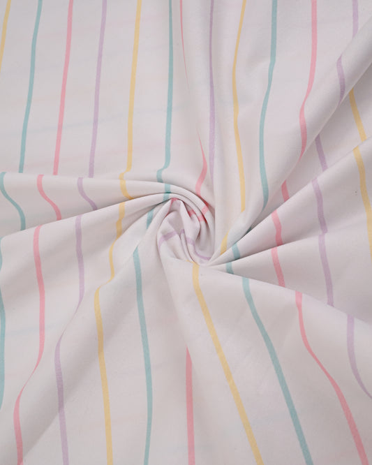 White Multi Color Lining Rida With Polka Dots Multi Panel