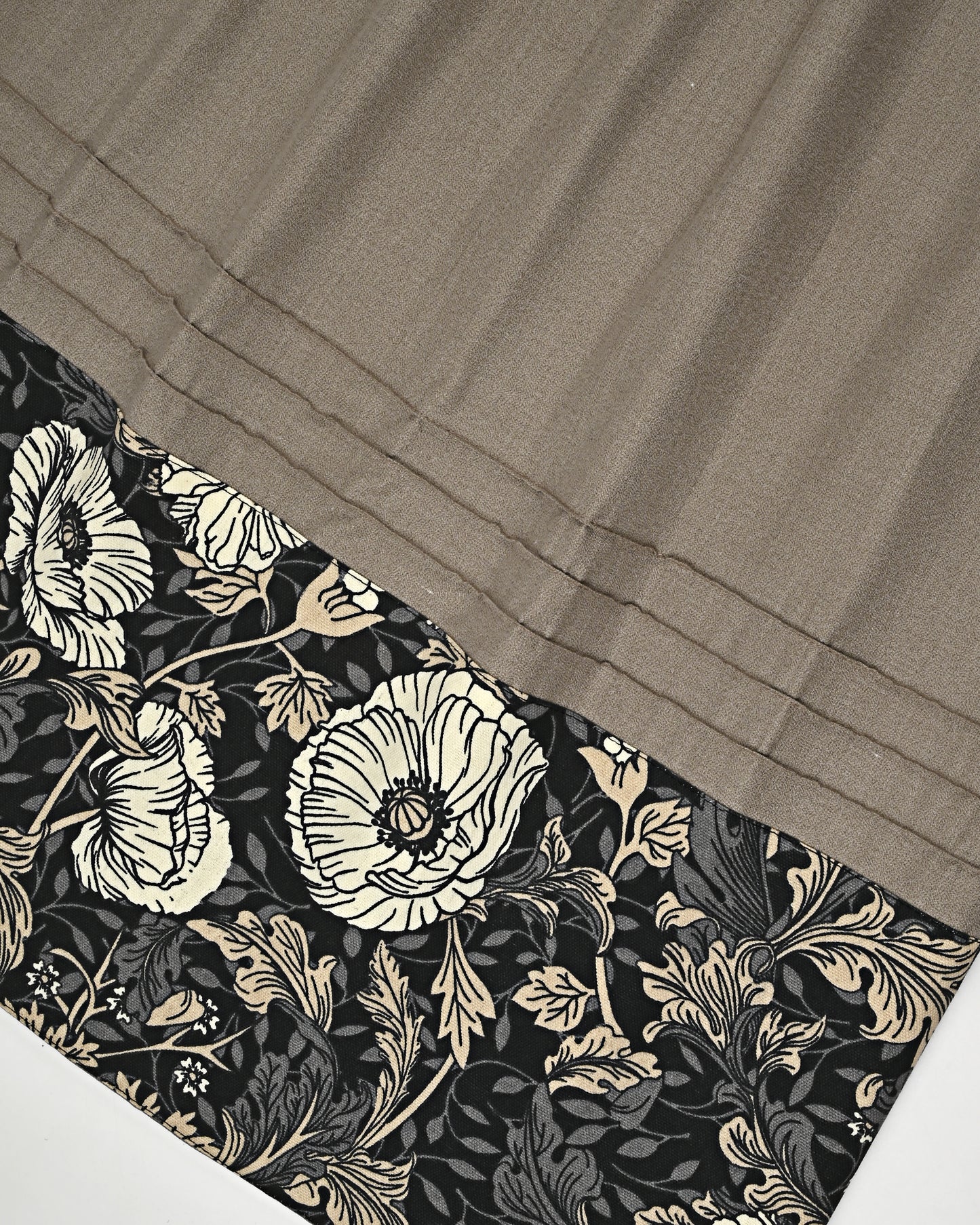 Khaki Brown Rida With Smart Pintex & Floral Panel