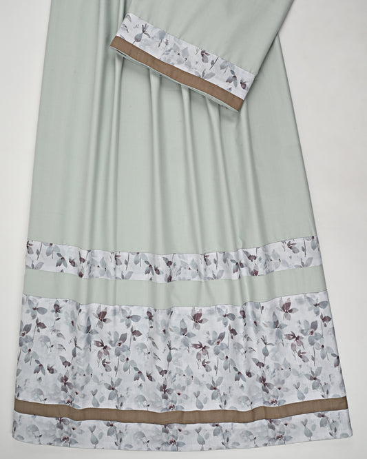 Light Sage Green Rida With Smart Floral Print Panel