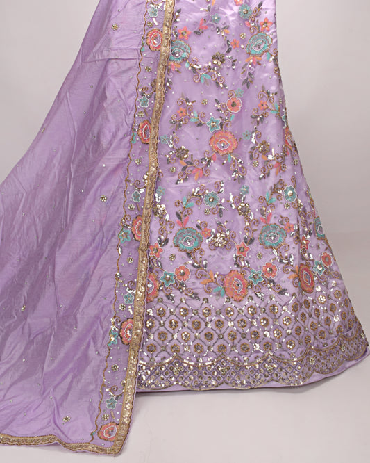 Purple Bridal Wear With Full Net Heavy Net Peice & Beautiful Border Dupatta