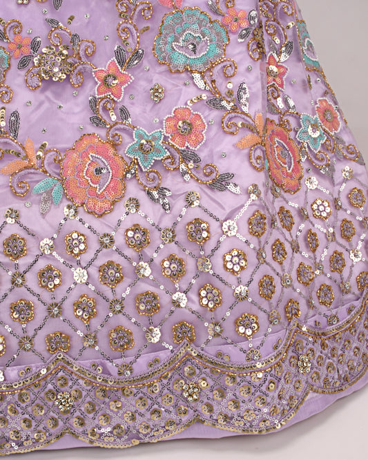 Purple Bridal Wear With Full Net Heavy Net Peice & Beautiful Border Dupatta