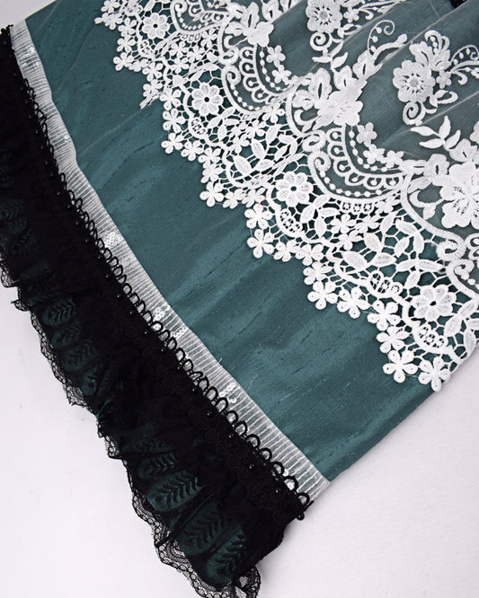 Dark Green Rida With Fancy & Smart Sequence Lace