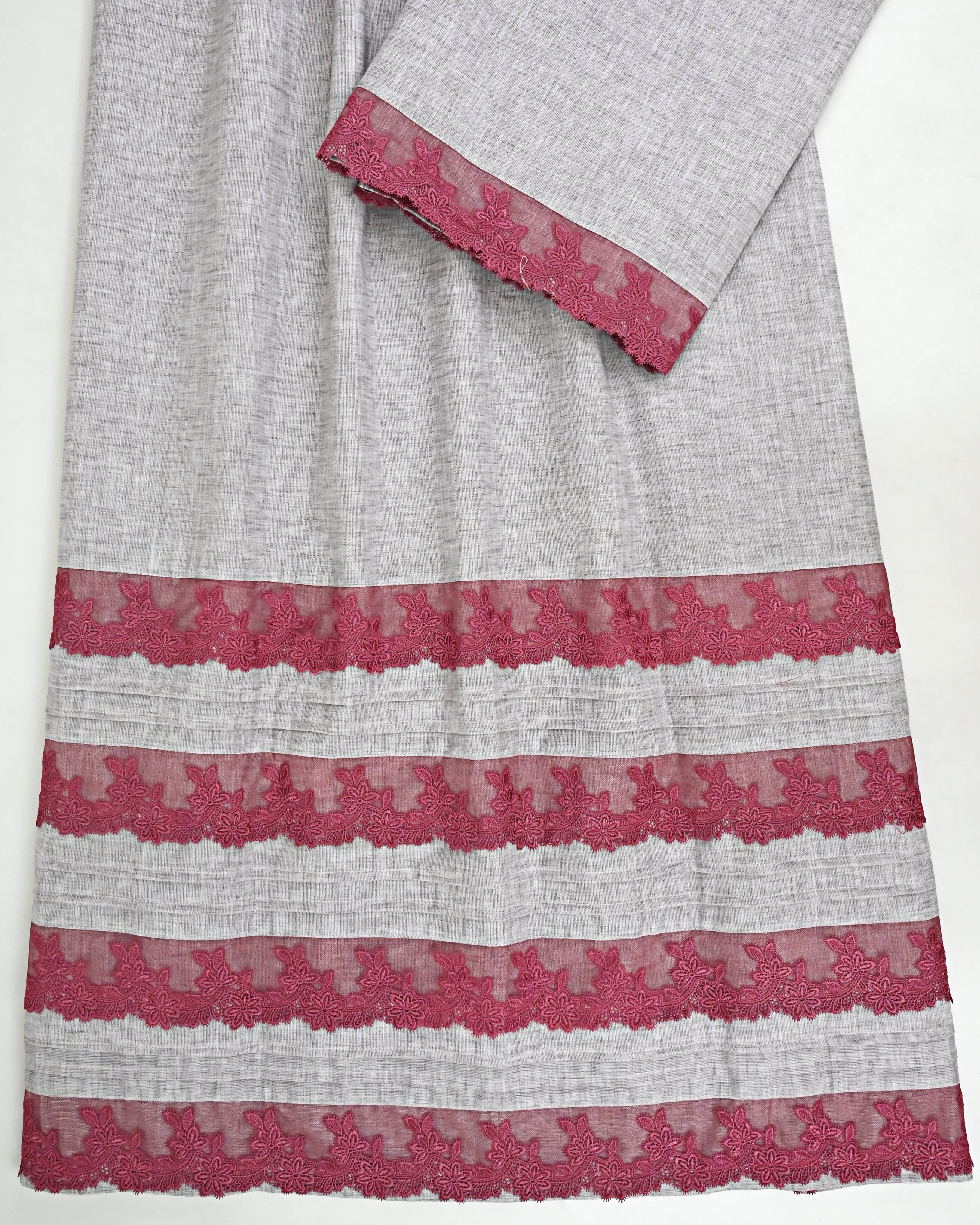 Ash Grey Rida With Smart Maroon Lacing & Pintex