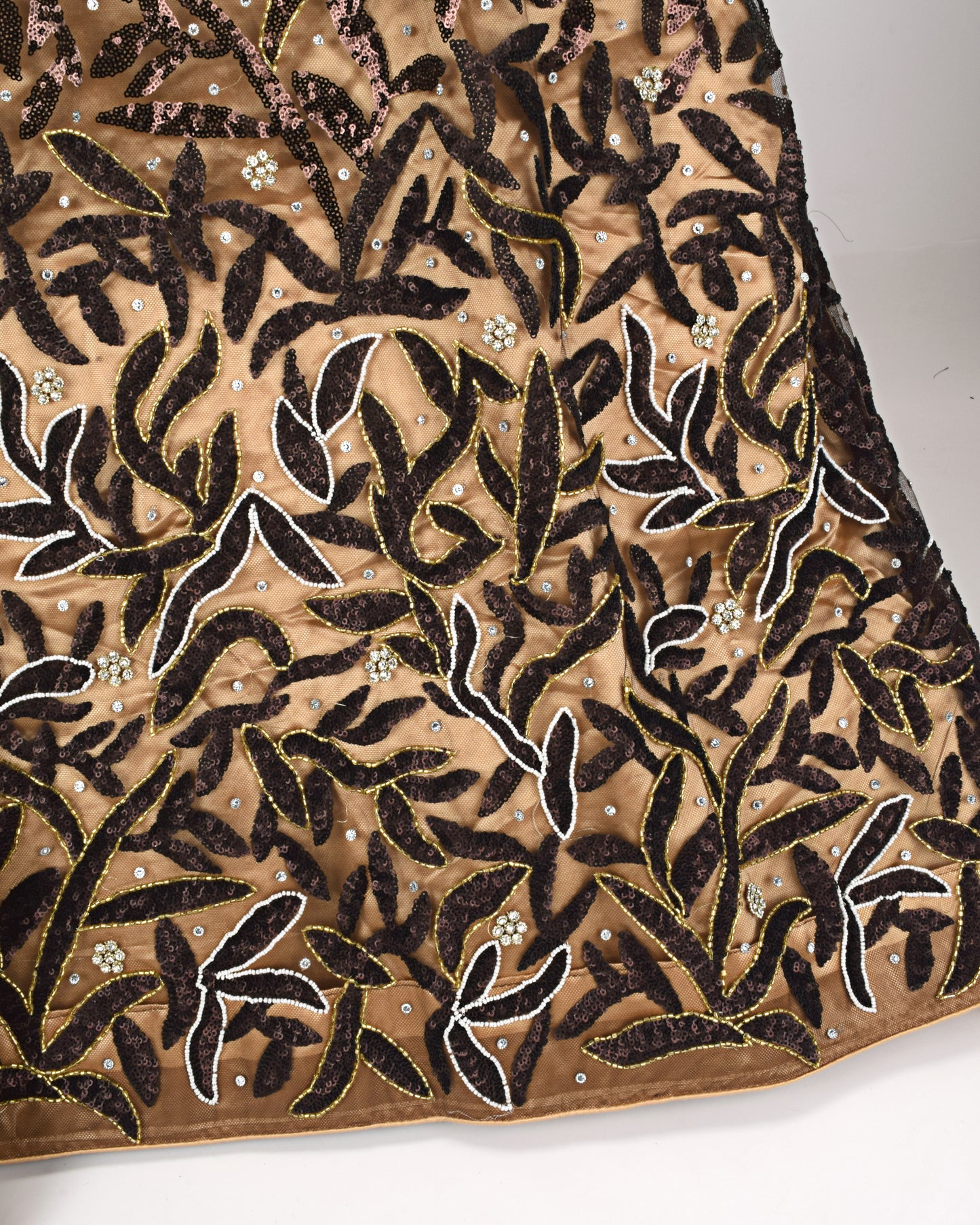 Golden Base Bridal Wear With Dark Brown Net Peice & Same Border Dupatta