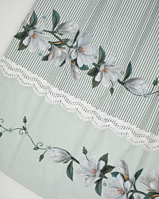 Pine Green White Stripes Rida With Smart Floral Applique & Smart Lace
