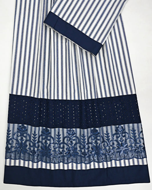 White Base Navy Blue Lining Rida With Smart Navy Hakoba Panel & Smart Lace