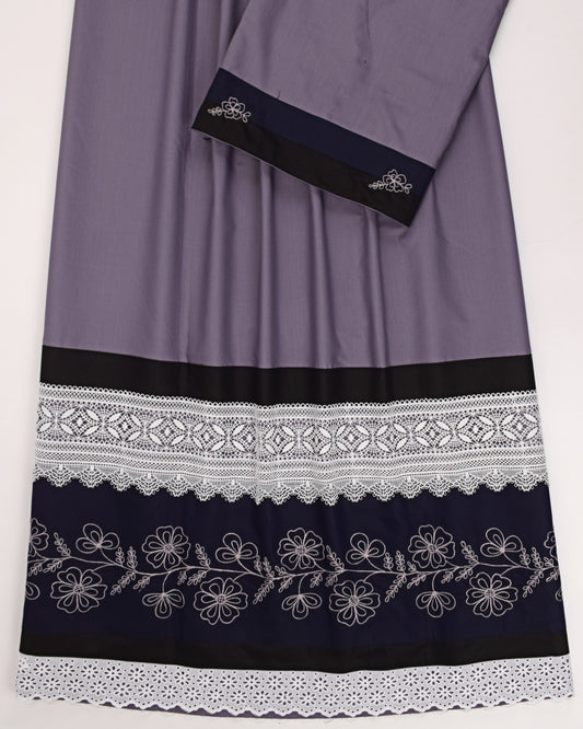 Light Purple Rida With Smart Panel Lace & Embroidery Work