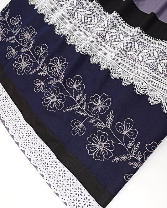 Light Purple Rida With Smart Panel Lace & Embroidery Work