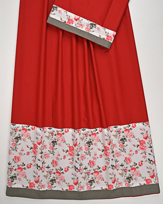 Blood Red Ohbat Rida With Smart Floral Panel