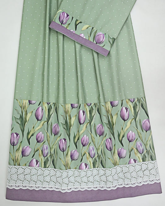 Pistachio Green Rida With Smart Tulip Printed Panel & Smart Lacing