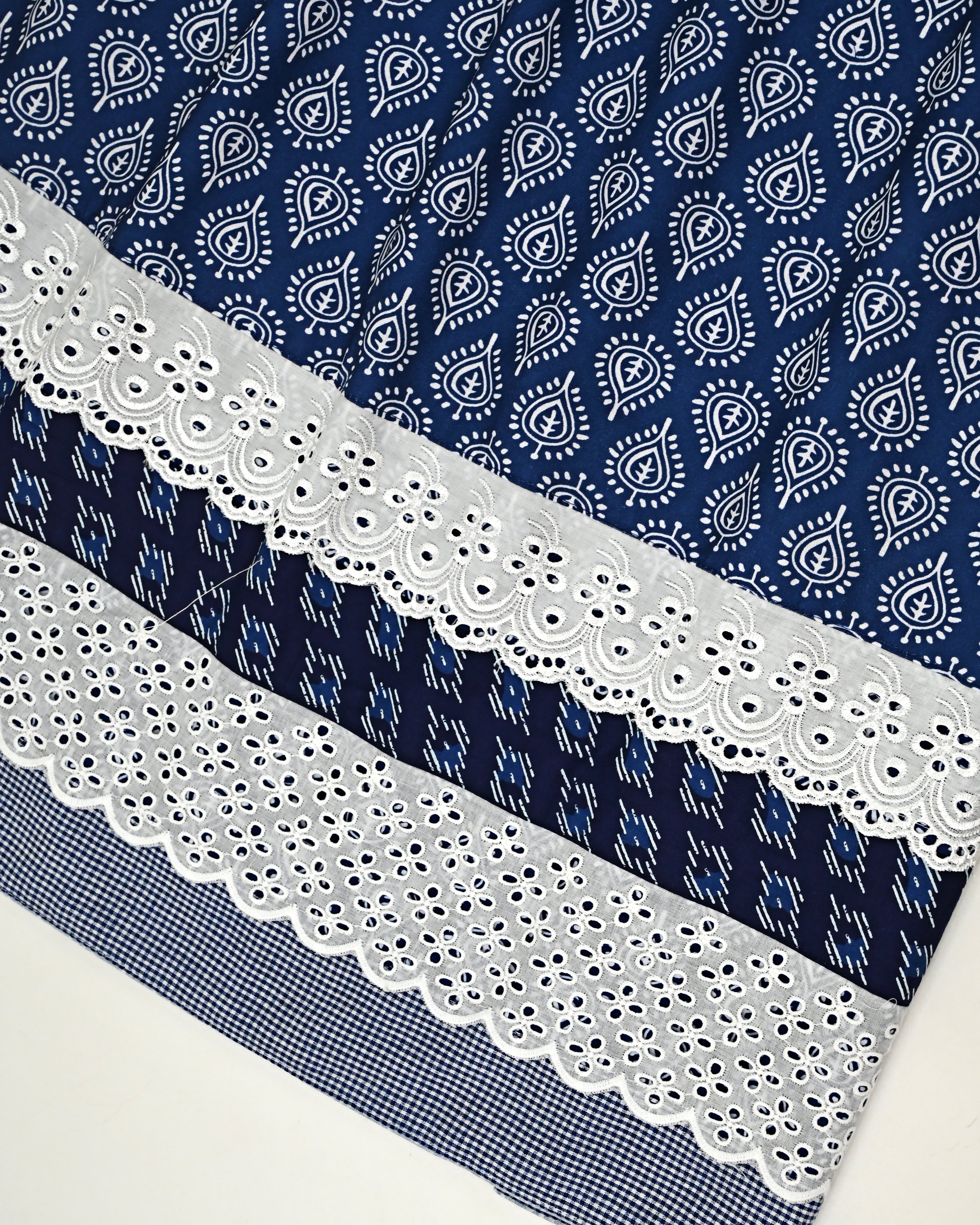 Dark Blue Batik Print Rida With Smart Lacing & Dark Blue Small Belt