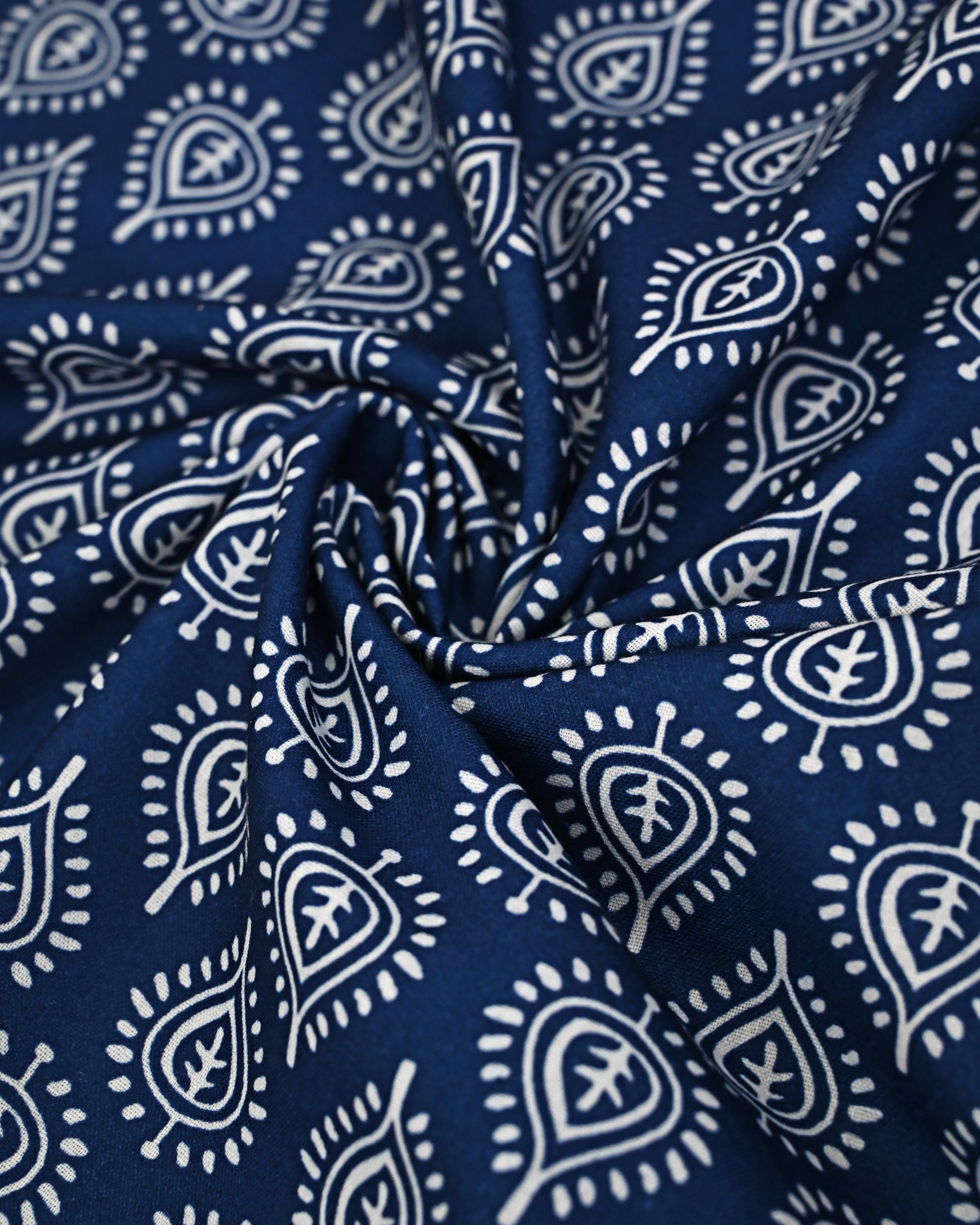 Dark Blue Batik Print Rida With Smart Lacing & Dark Blue Small Belt