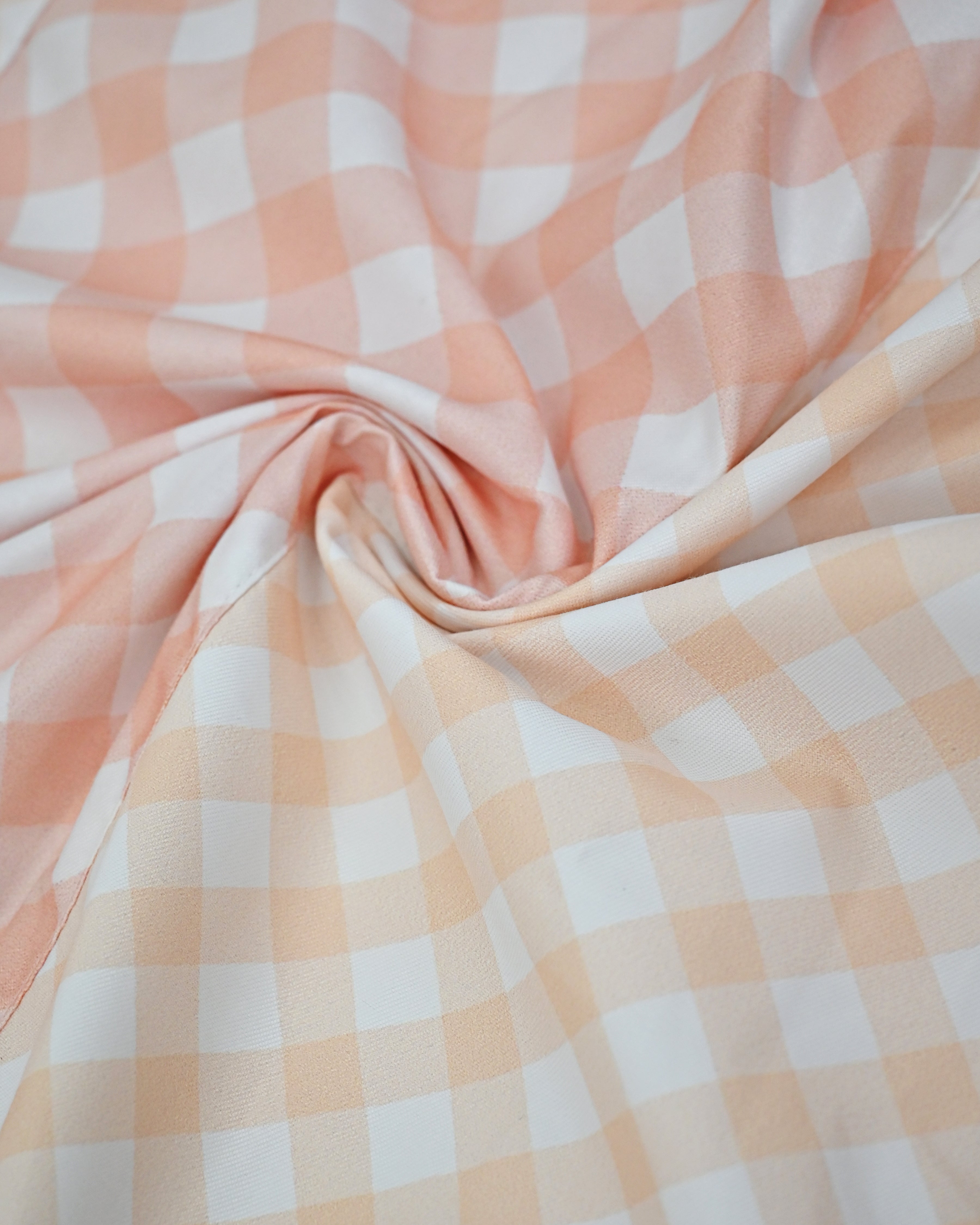 Peach & White Checks Rida With Smart Pattern & Smart Floral Applique Work