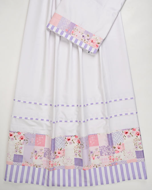 White Rida With Smart Floral Panel & Pipin