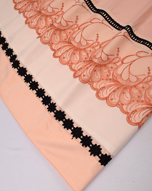 Peach Rida With Smart Fancy Pattern & Smart Lace