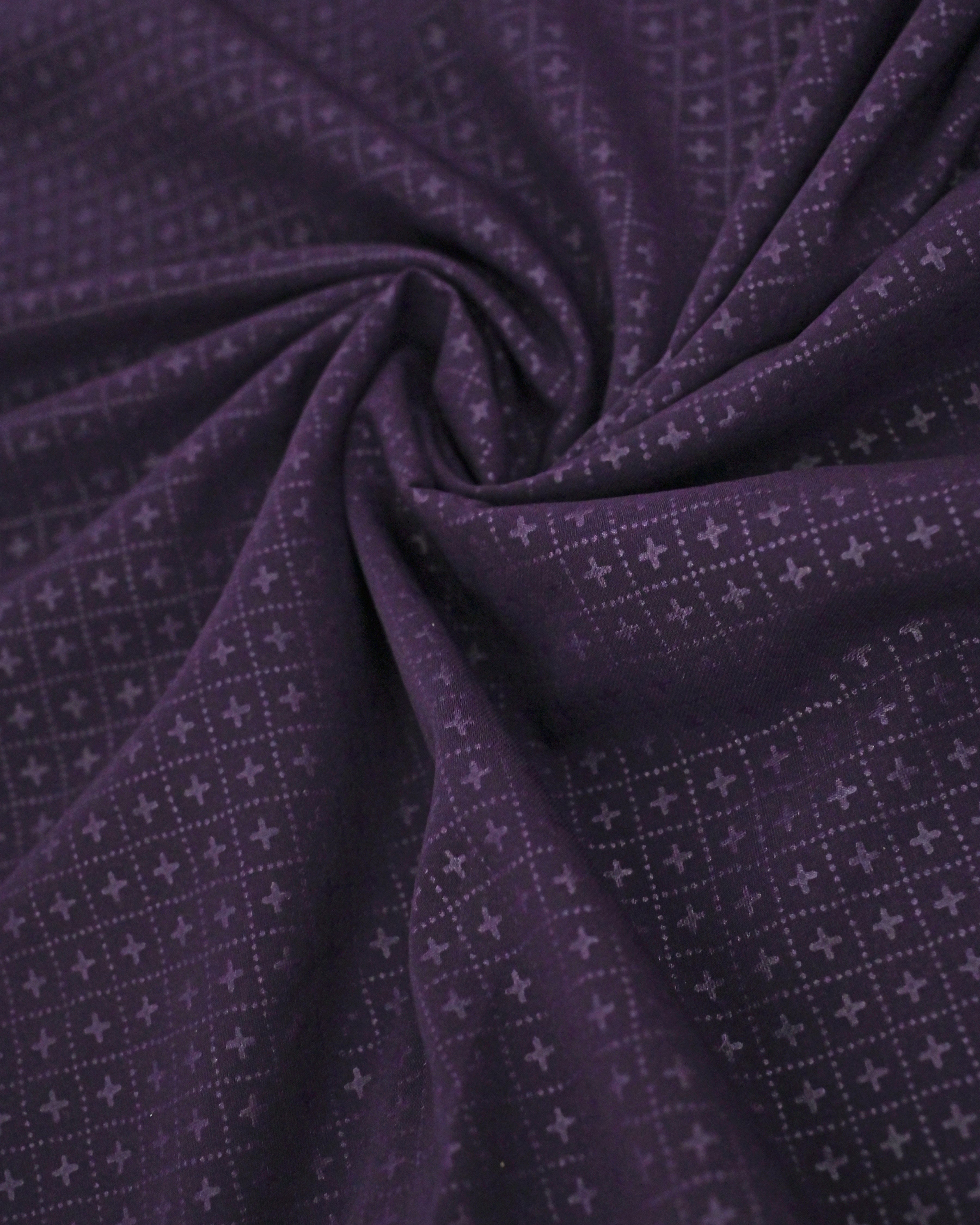 Dark Purple Rida Smart Floral Design Lace & Smart Panel Sequence Lace