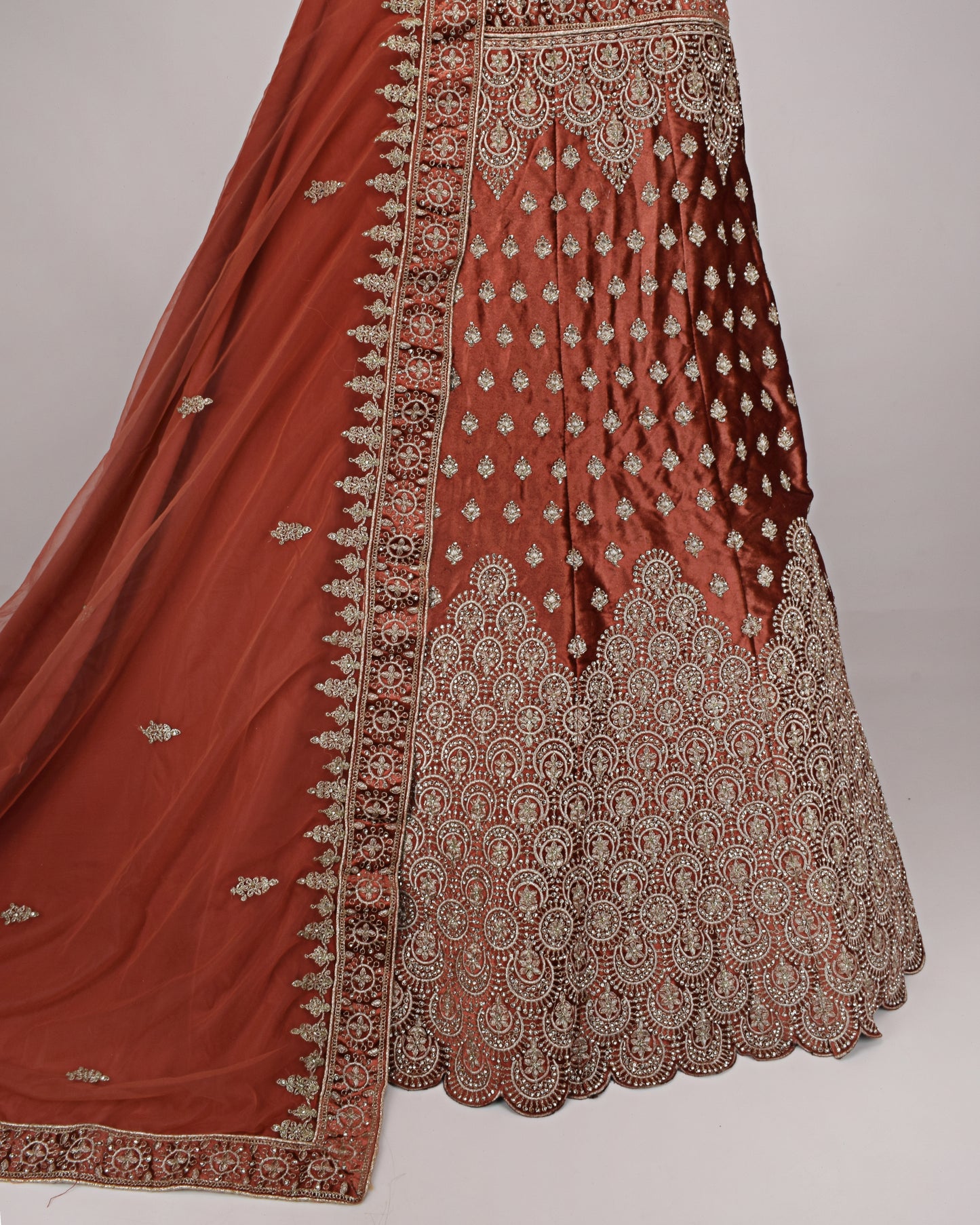 Rusty Orange Bridal Wear With Full Handwork With Duppatta With Aster