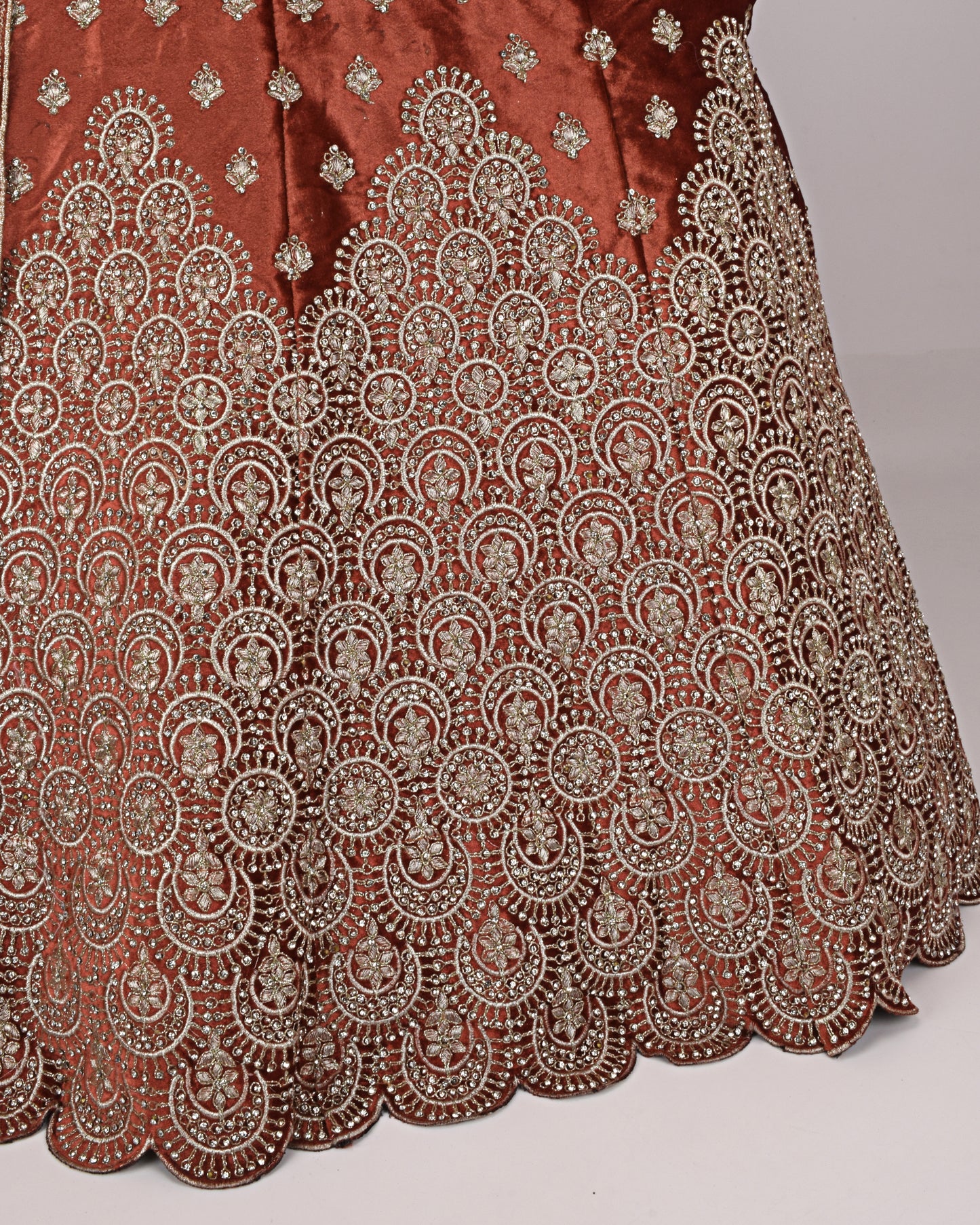Rusty Orange Bridal Wear With Full Handwork With Duppatta With Aster