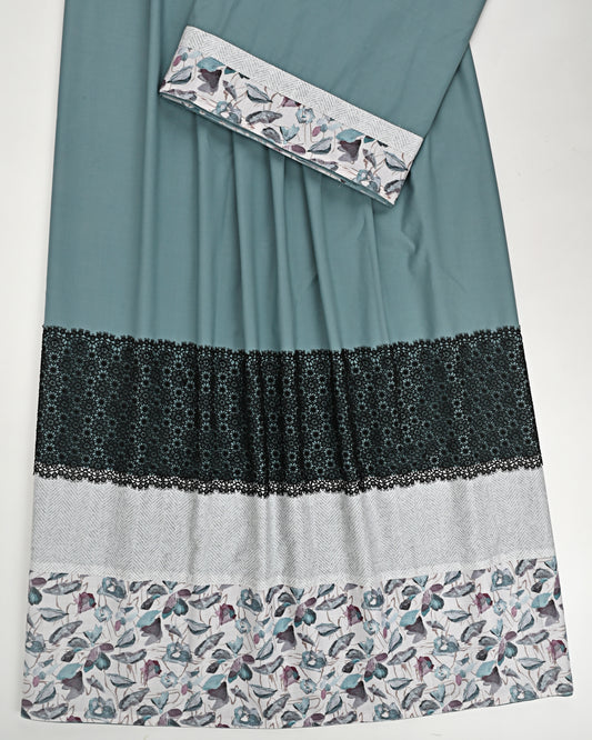 Teal Green Rida With Smart Black Lace & Smart Floral Panel