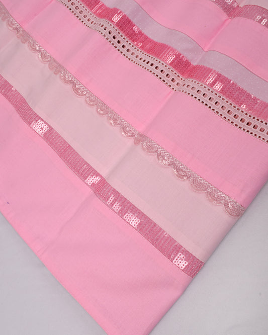 Baby Pink With Block Pattern & Smart Lace