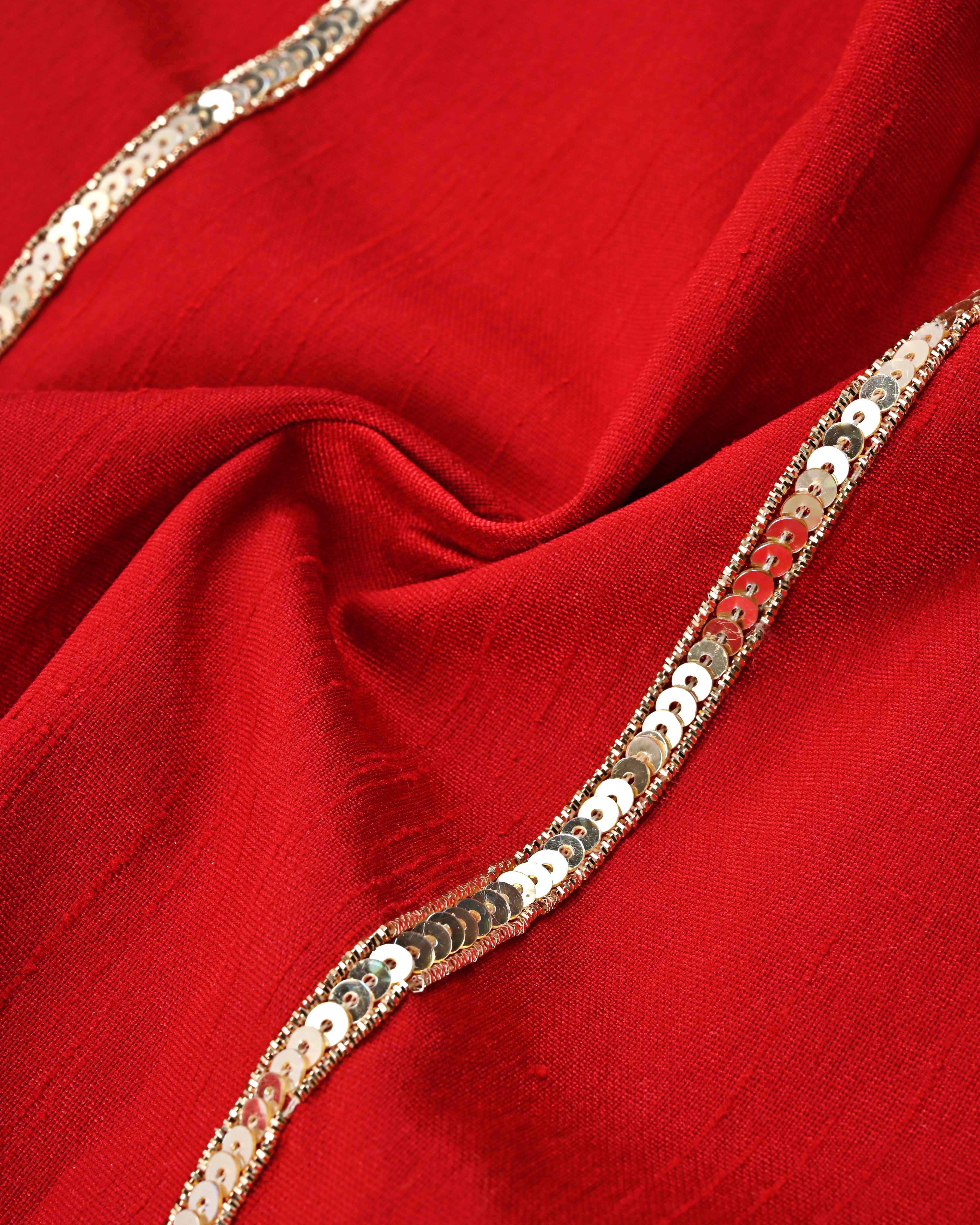 Red Color RCJ With Golden Aari Work & Smart Golden Lace