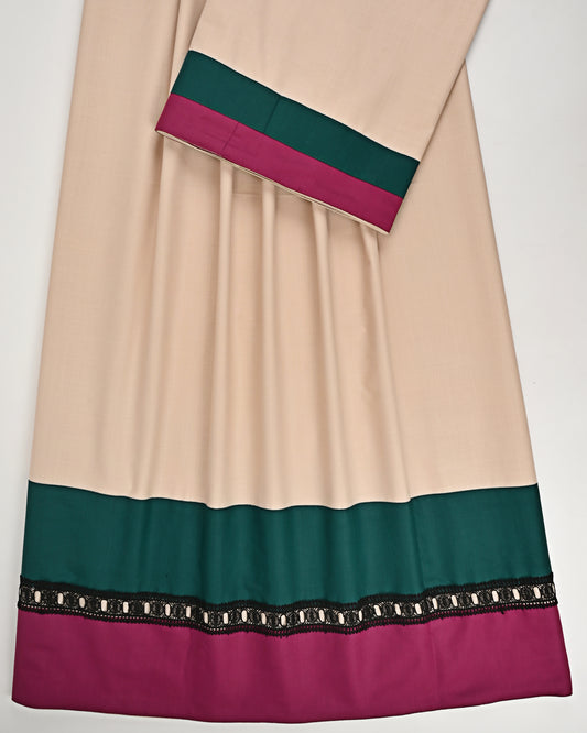 Light Beige Rida With Smart Dark Green & Pink Panel