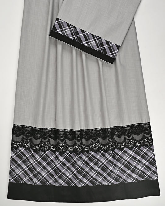 Grey Rida With Smart Checks Panel & Black Lace