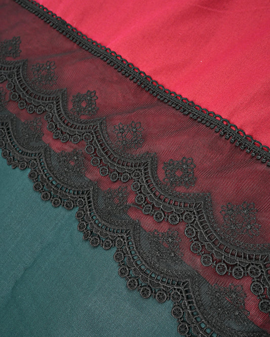Maroon Rida With Smart Black Lace & Dark Panel