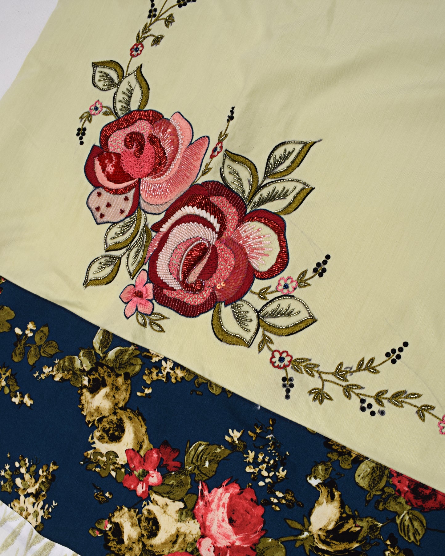 Light Pistachio Rida With Smart Floral Panel & Aari Work