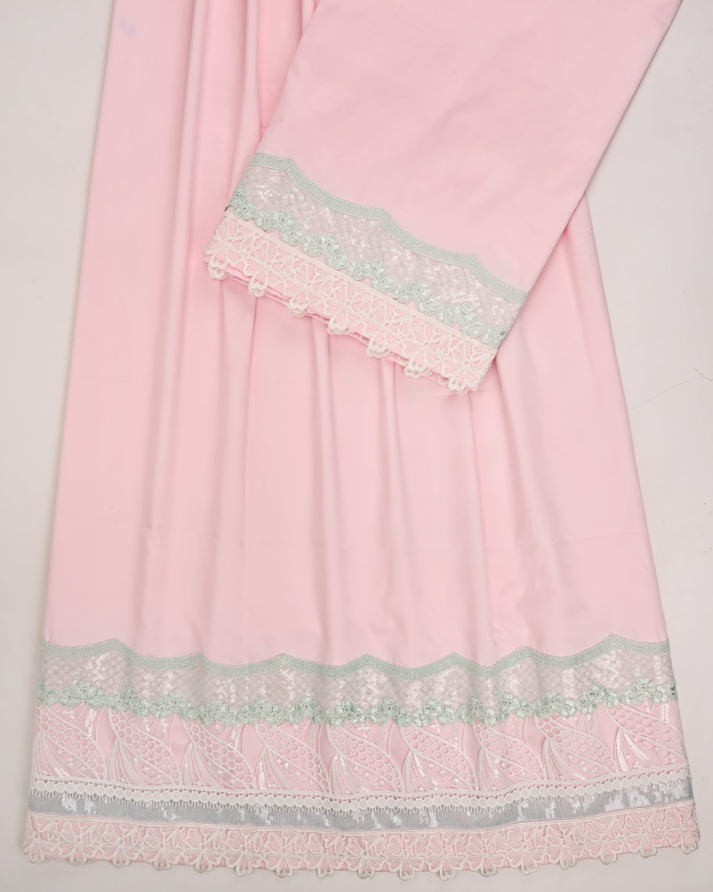 Baby Pink Rida With Smart & Beautiful Sequence Lace