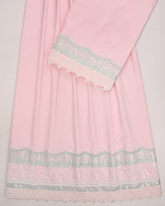 Baby Pink Rida With Smart & Beautiful Sequence Lace