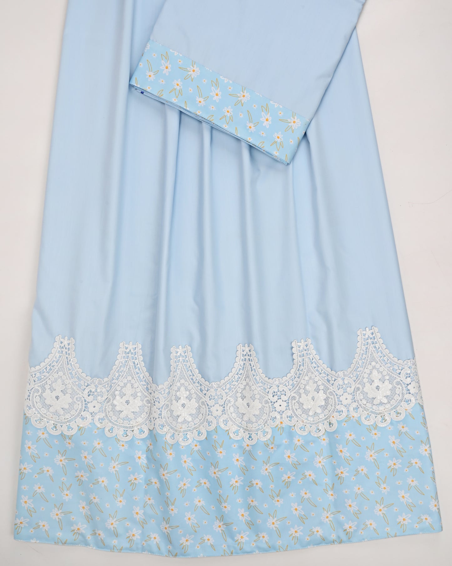 Light Blue Rida With Smart Floral Panel & Lace
