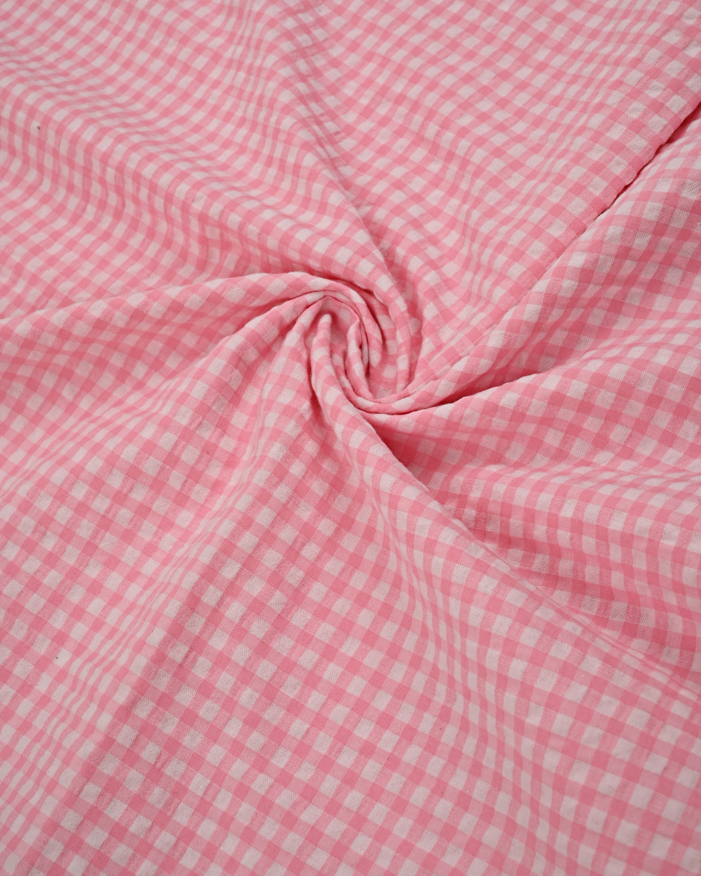 Baby Pink Checks Popcorn Rida With Smart Lace Panel & Floral Work