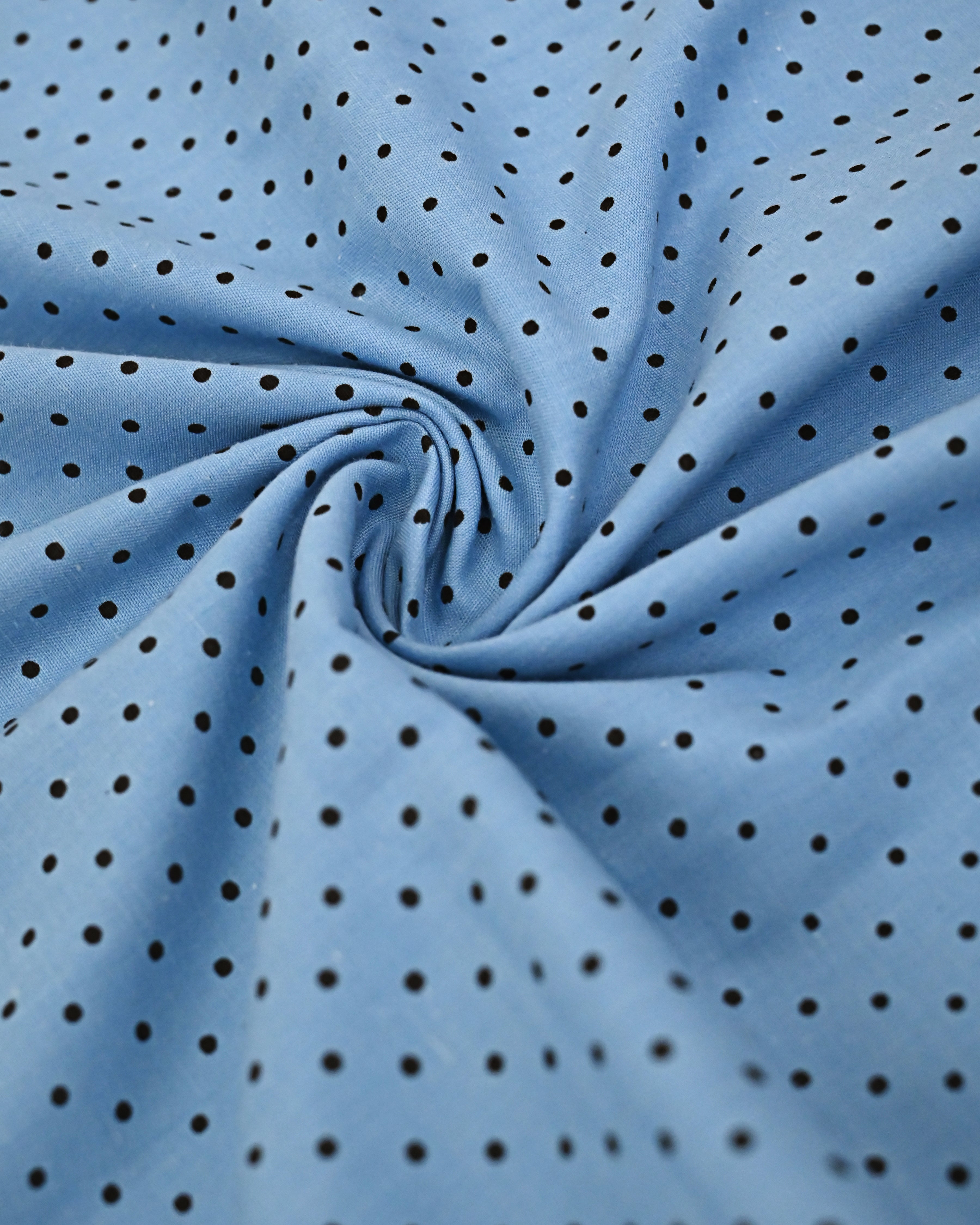 Airforce Blue Dotted Rida With Smart Floral Lace Smart Panel & Floral Appique