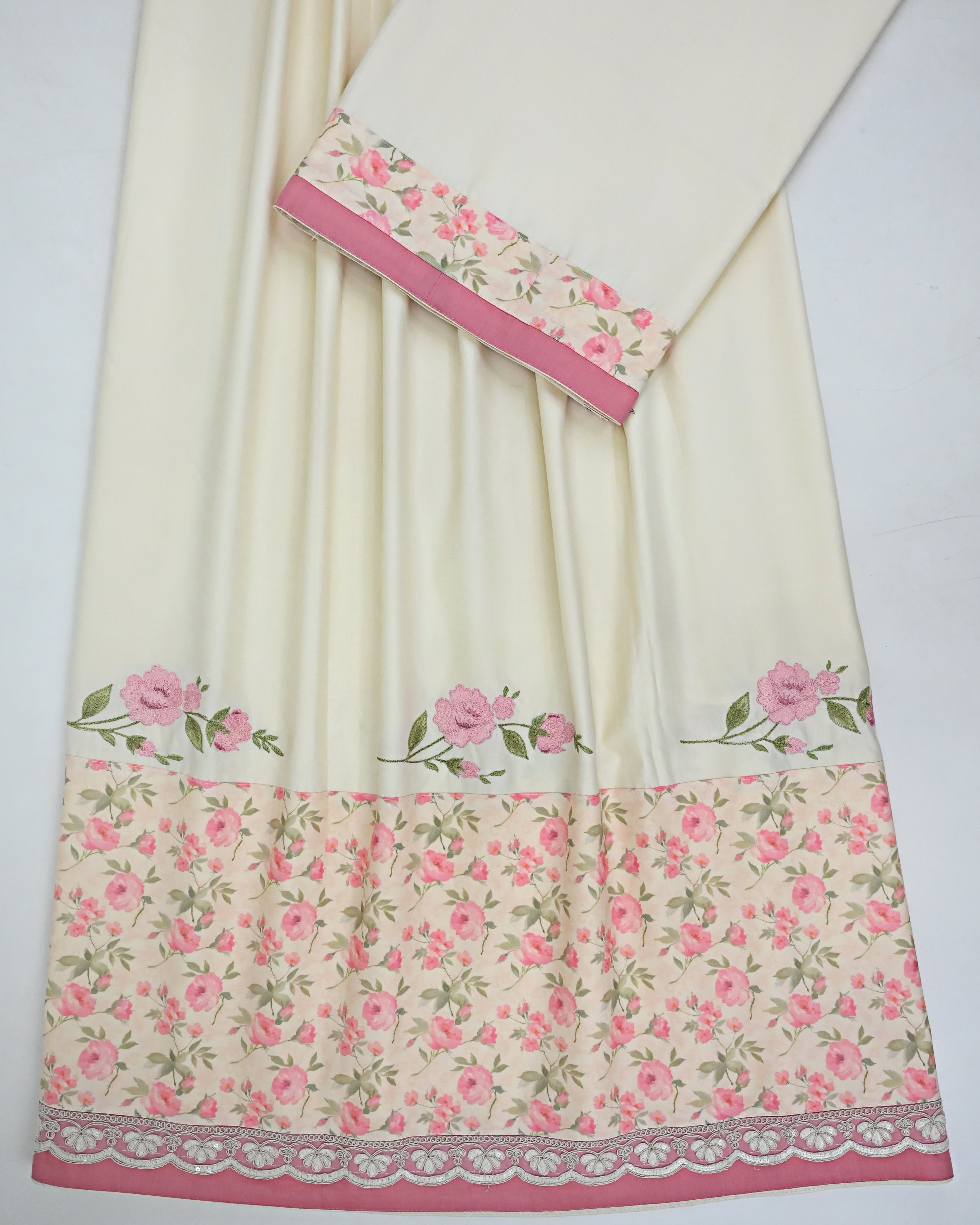 Lemon Yellow Rida With Floral Panel & Floral Embroidery Work