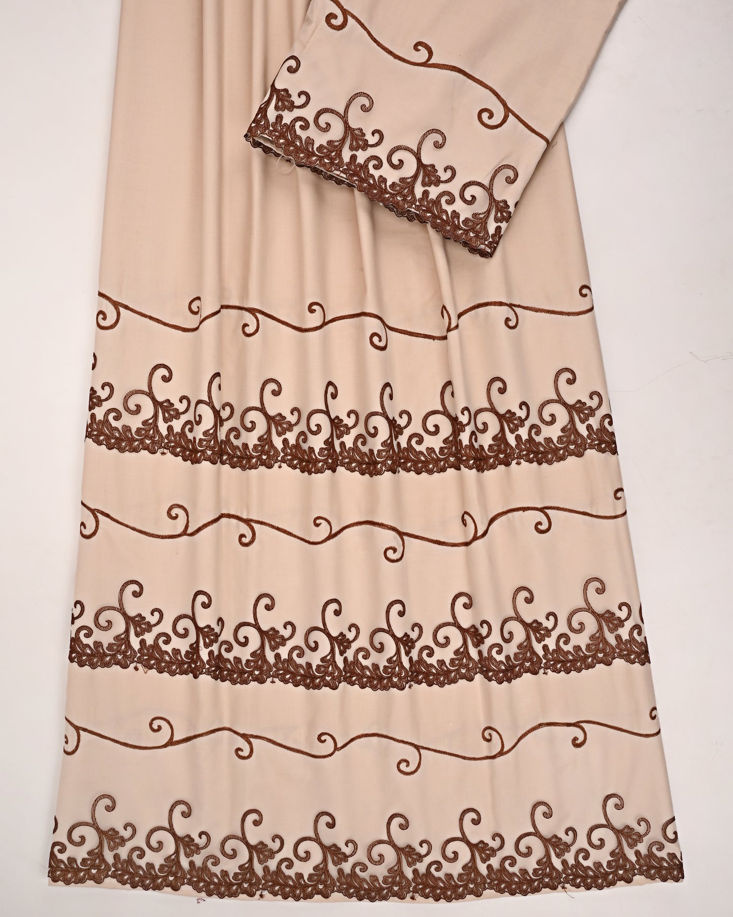 Light Brown Rida With Smart Embroidery Dark Brown Lace