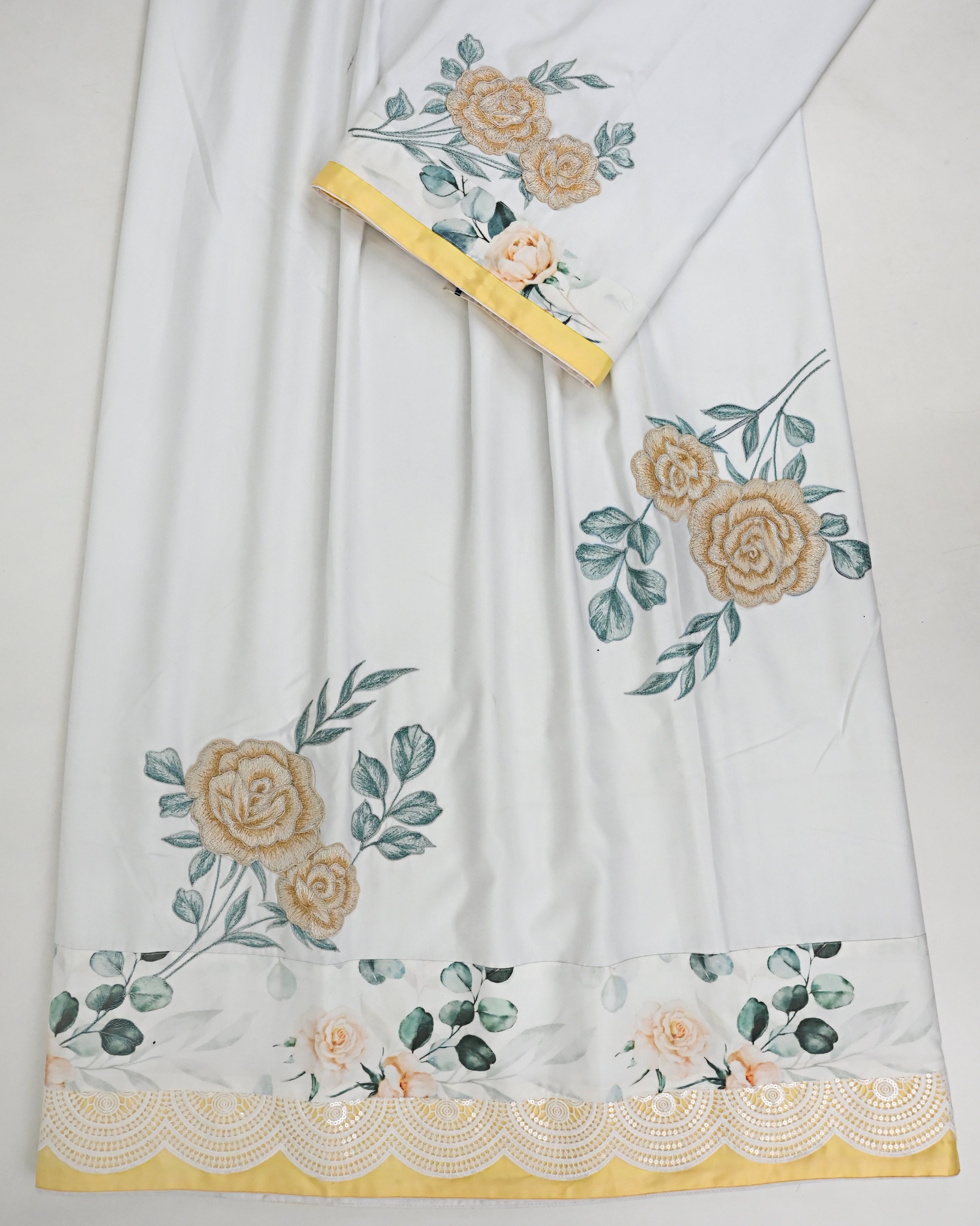 Off White Rida With Floral Panel Smart Lacing & Floral Embroidery Work