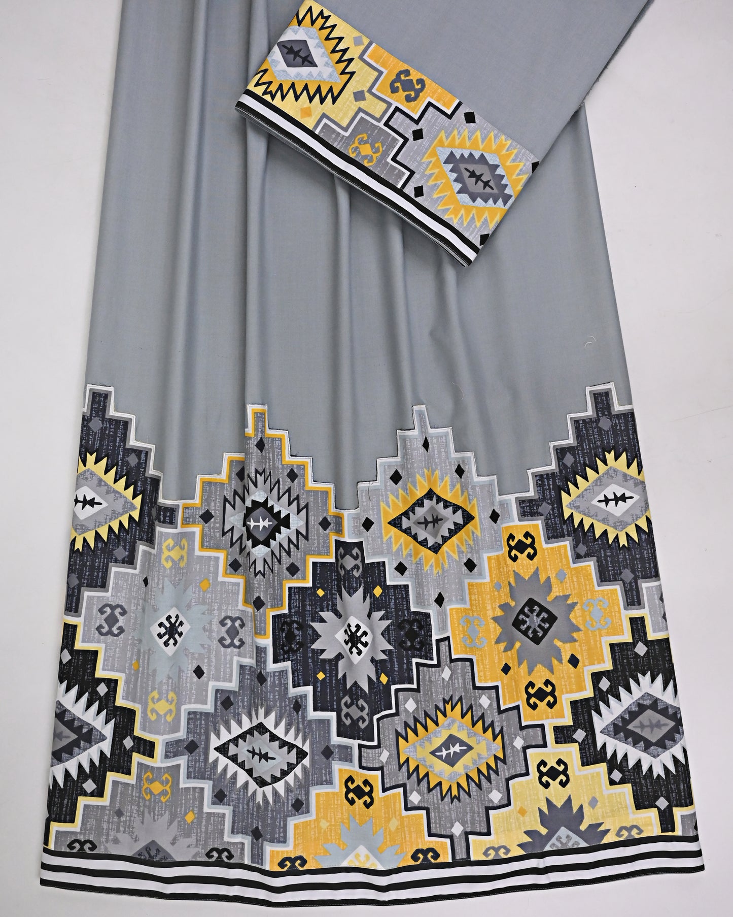 Slate Grey Rida With Smart Geometric Panel & Embroidery Highlighted-1550/-